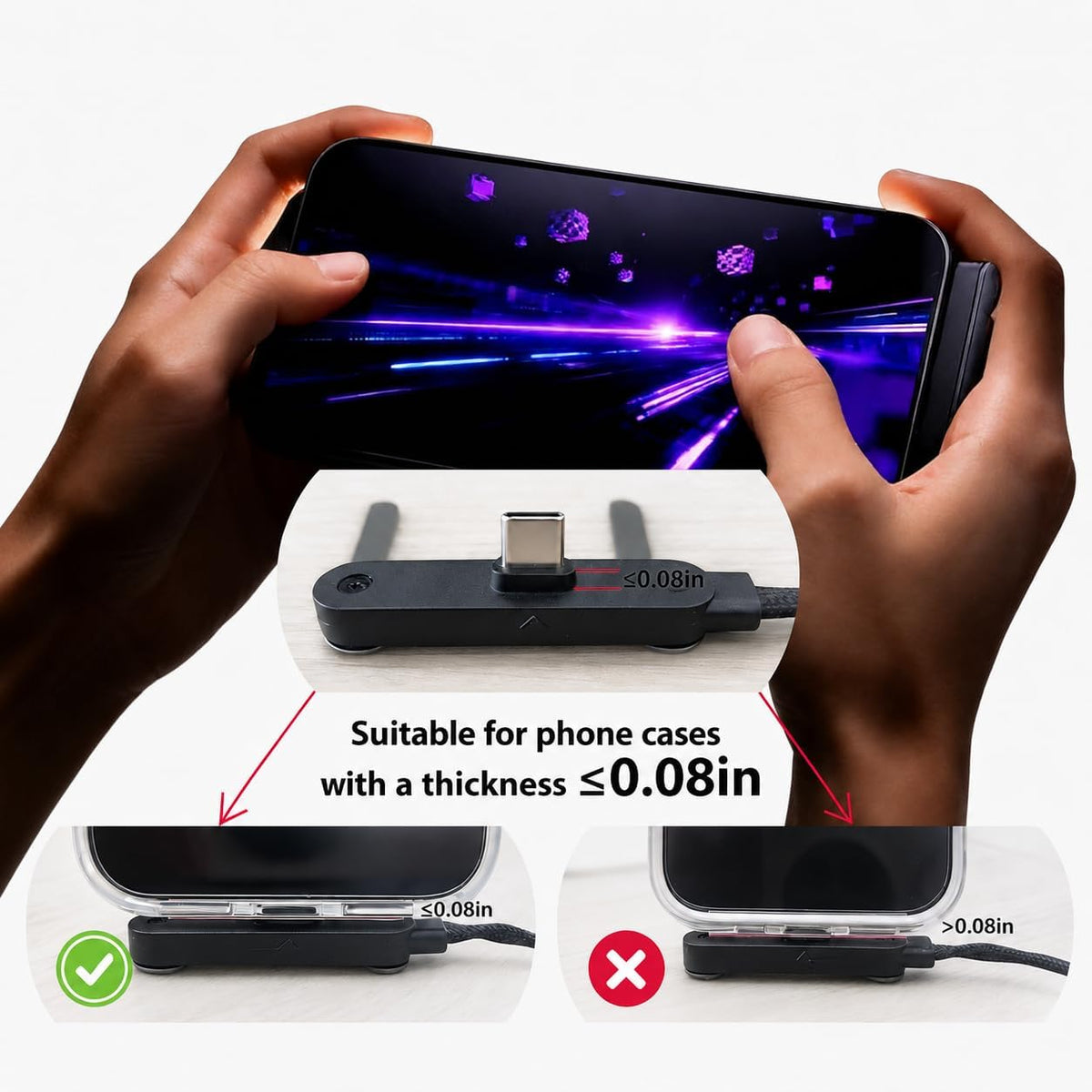 240W Invisible Charging Cable with Foldable Phone Stand