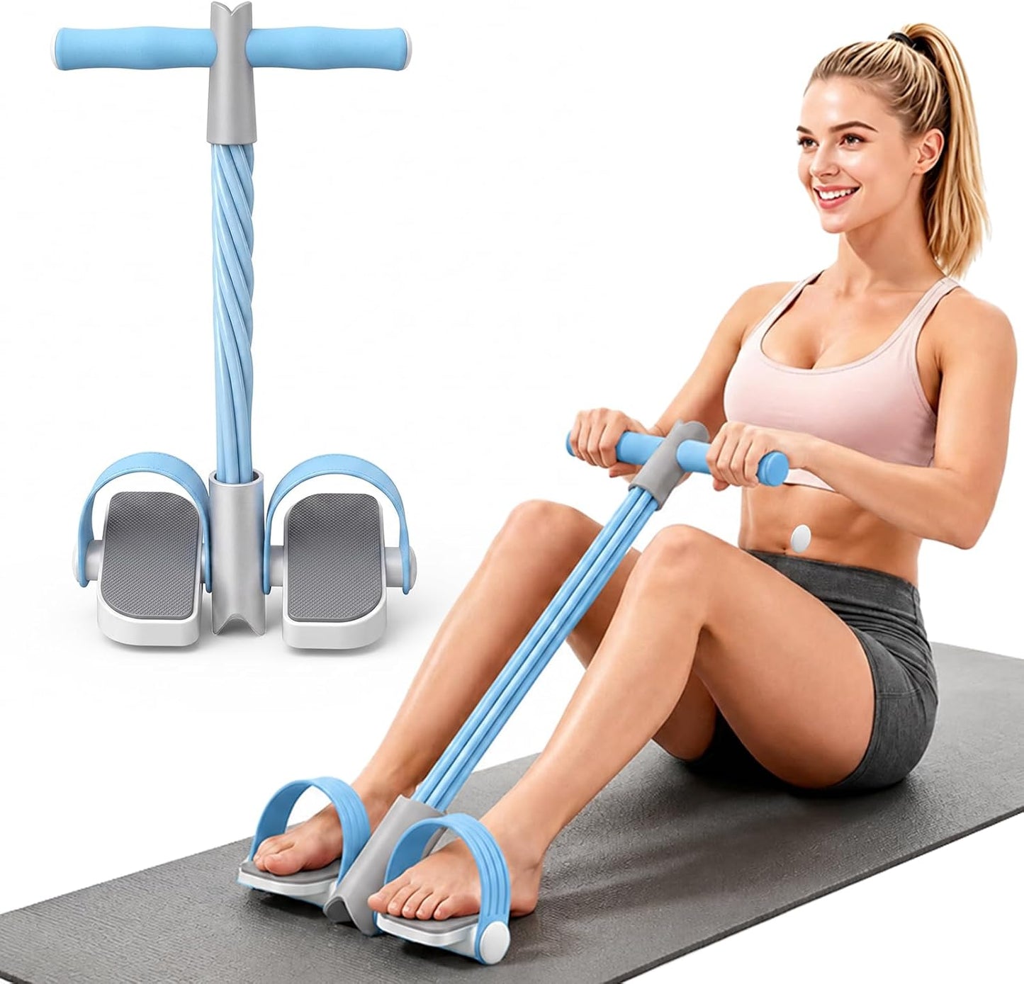 Foot Pedal Resistance Band - 6-Tube Core & Leg Trainer