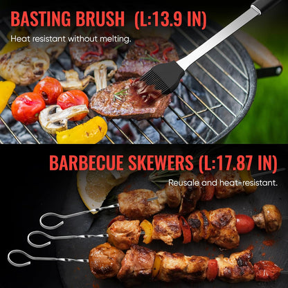 Stainless Steel Grill Tool Set - Outdoor BBQ Utensils