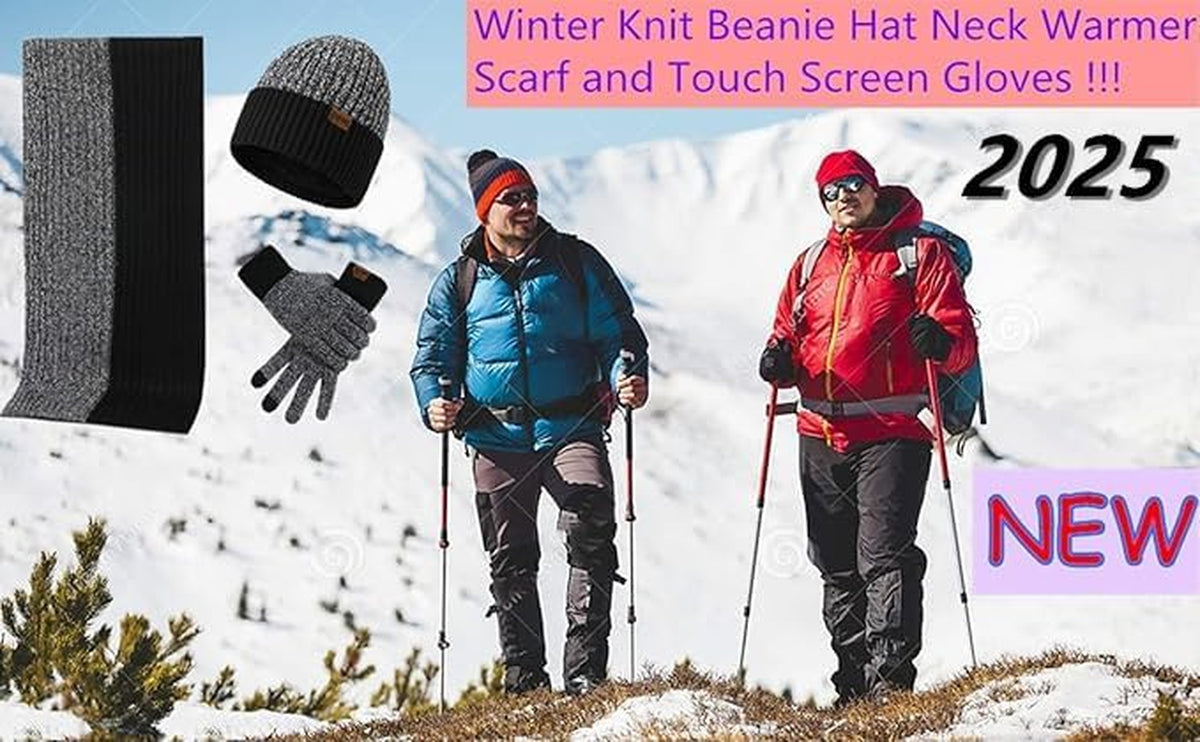 Mens Winter Set - Beanie, Scarf & Touchscreen Gloves (3 Pc)