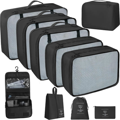 10-Piece Packing Cubes - Expandable Suitcase Organizers