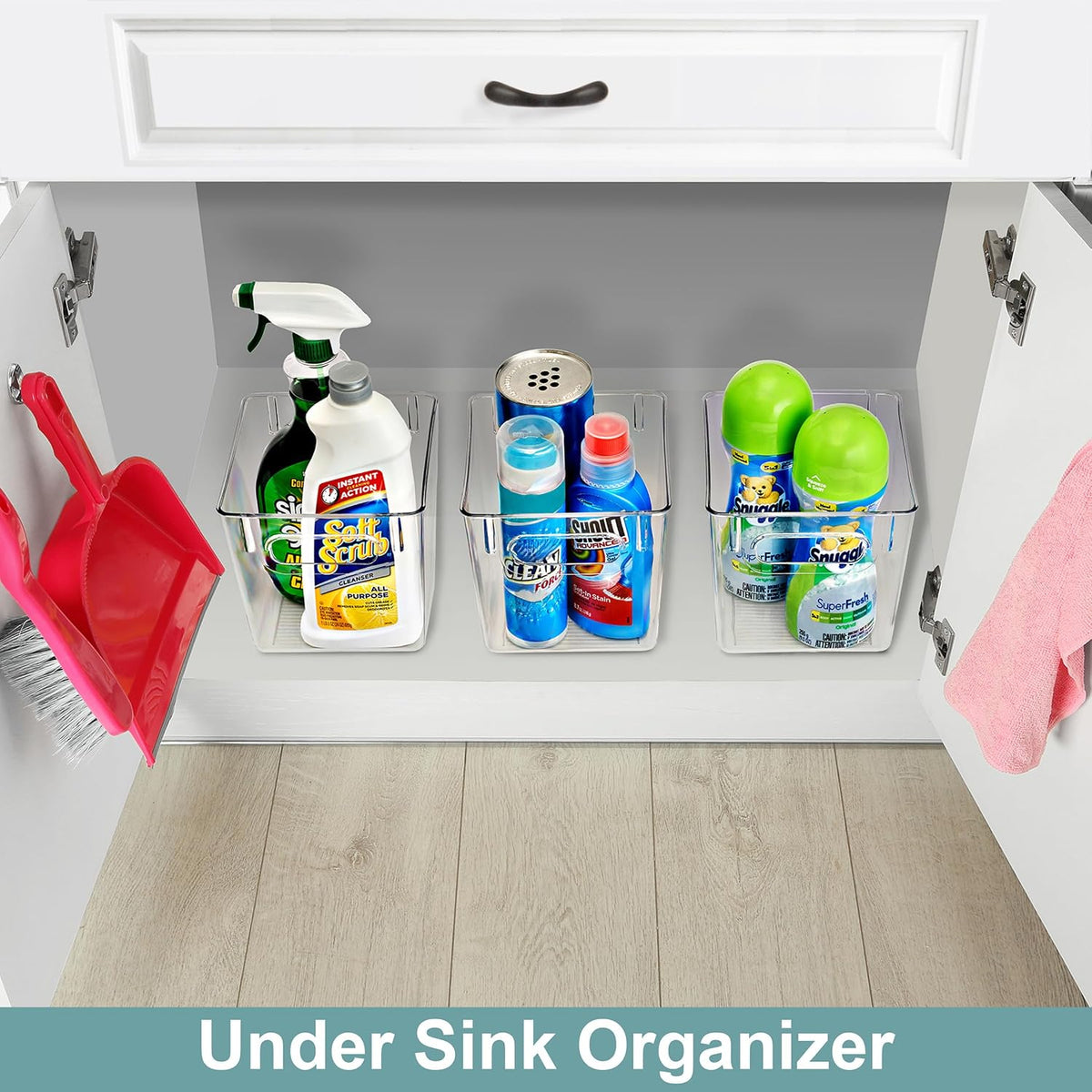 Clear Storage Bins with Handles - Pantry & Fridge (2 Pack)