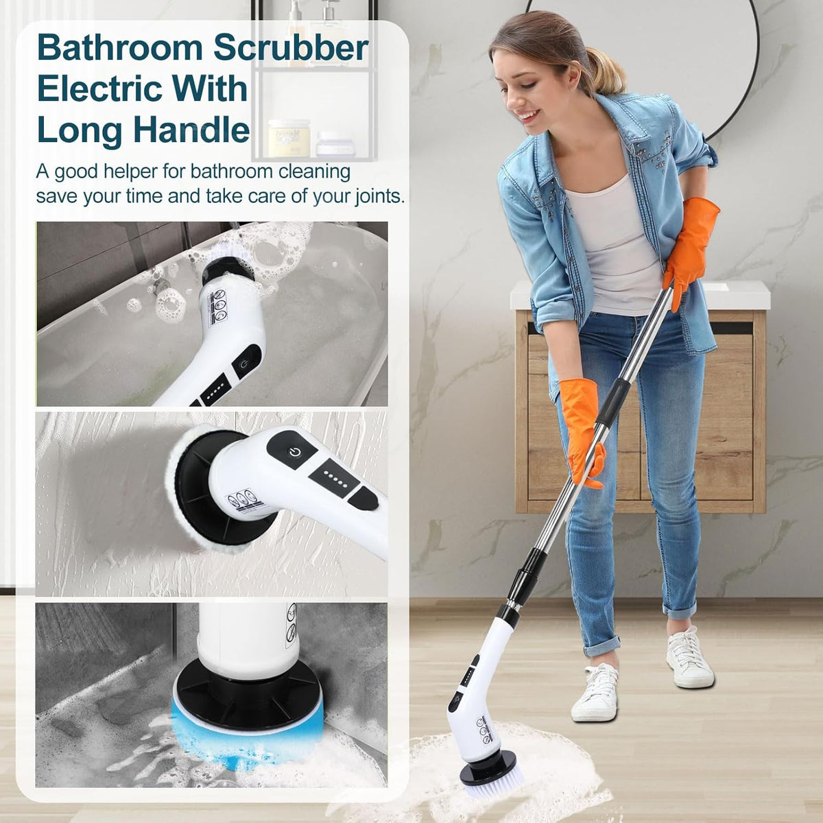 Electric Spin Scrubber 7-In-1 - Long Handle, Cordless
