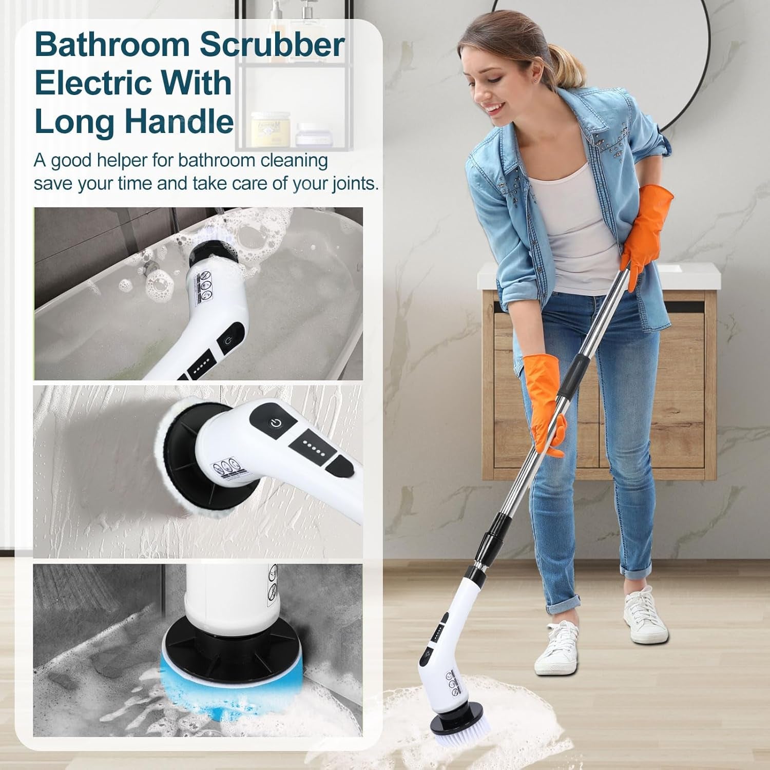 Electric Spin Scrubber 7-In-1 - Long Handle, Cordless