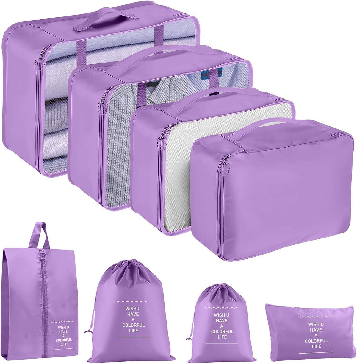 8-Piece Packing Cubes - Lightweight Luggage Organizers