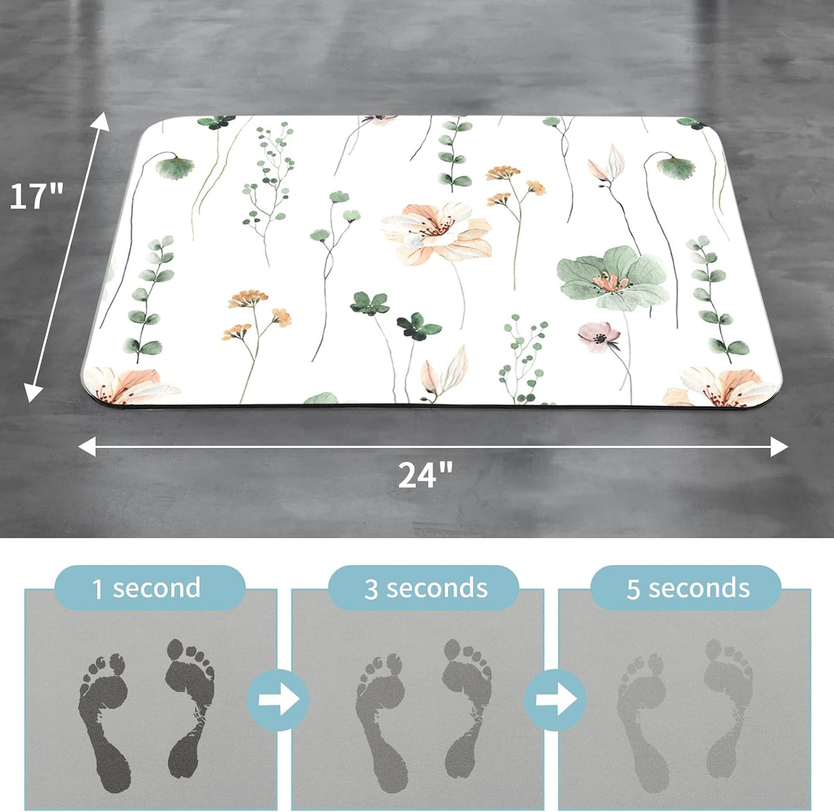 Floral Shower Curtain & Bath Mat Set - Snap-In Liner