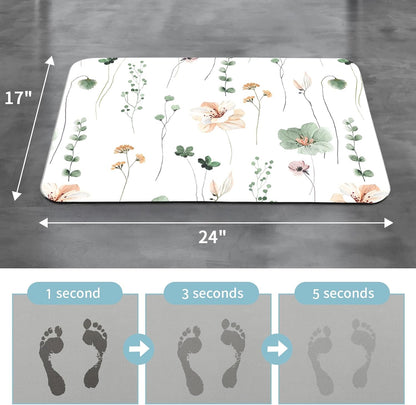 Floral Shower Curtain & Bath Mat Set - Snap-In Liner
