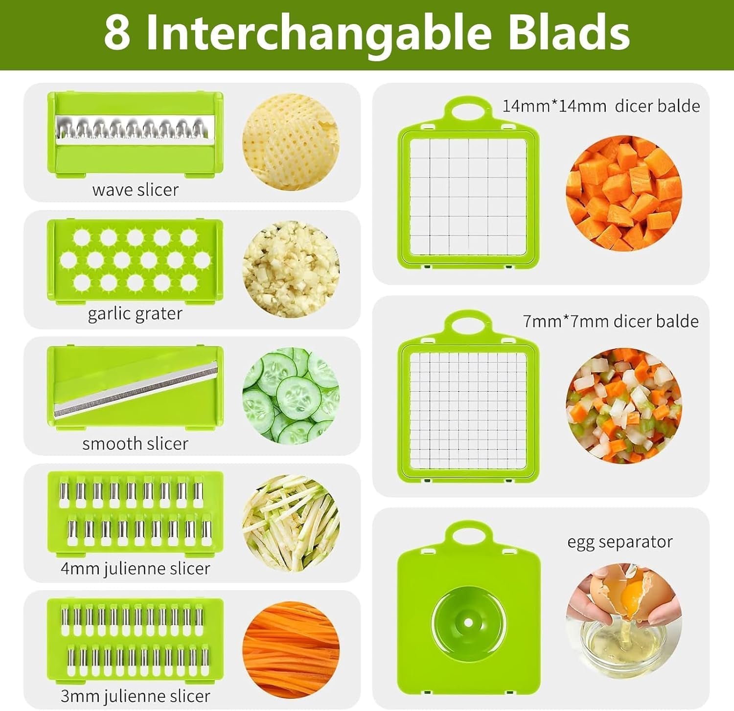 15-In-1 Vegetable Chopper - 7 Blades with Catch Container