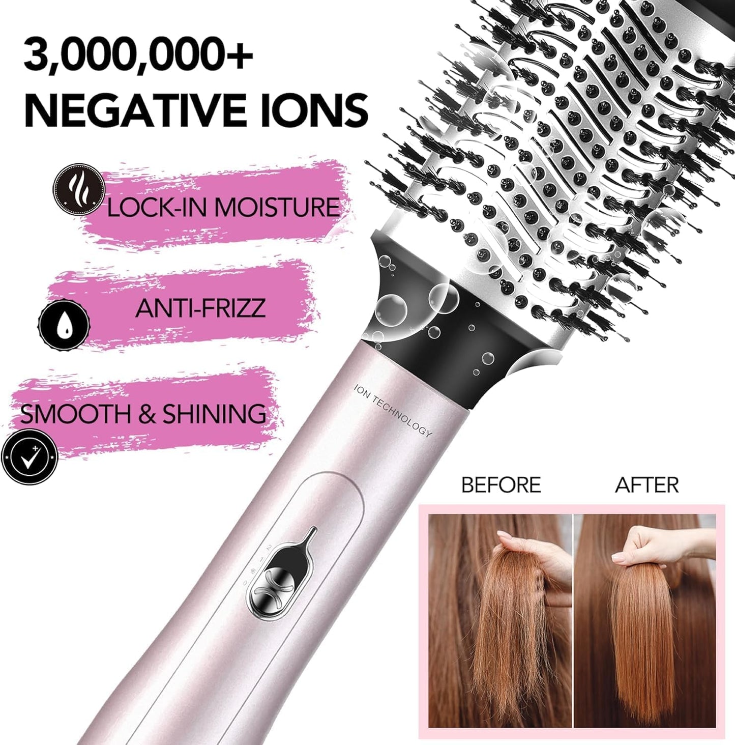 3-In-1 Ionic Hot Air Brush - Dry, Volumize & Style