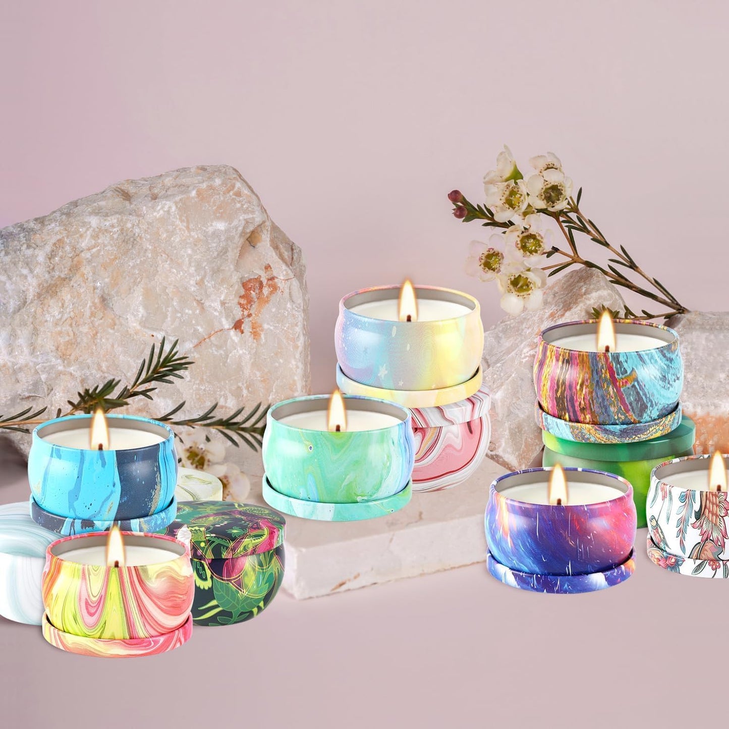 Scented Candle Gift Set - 36 Travel Tins, Assorted Scents