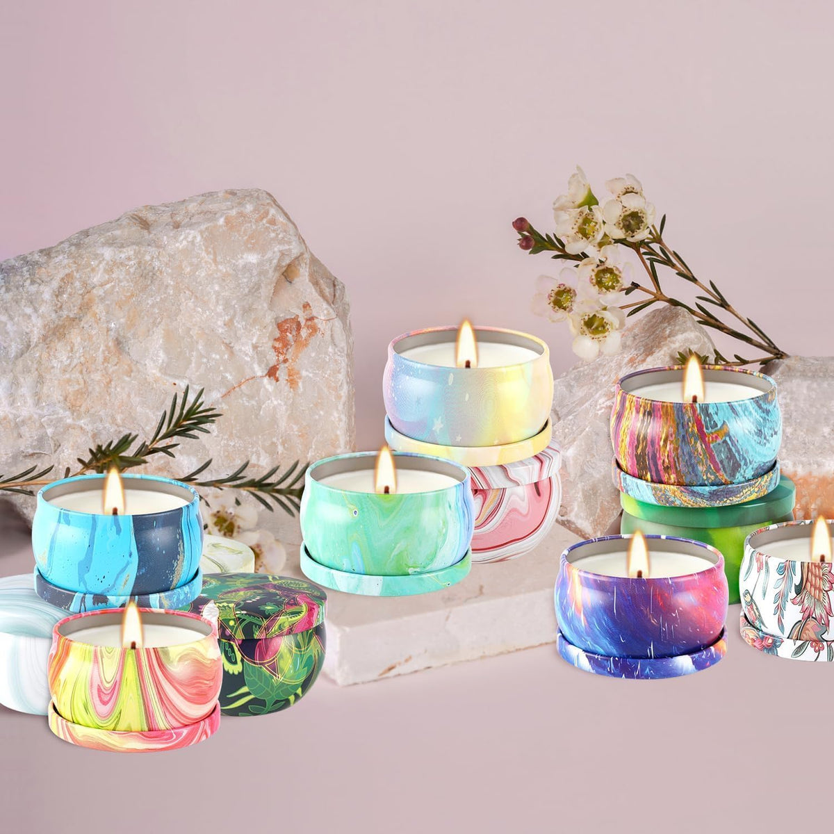 Scented Candle Gift Set - 36 Travel Tins, Assorted Scents