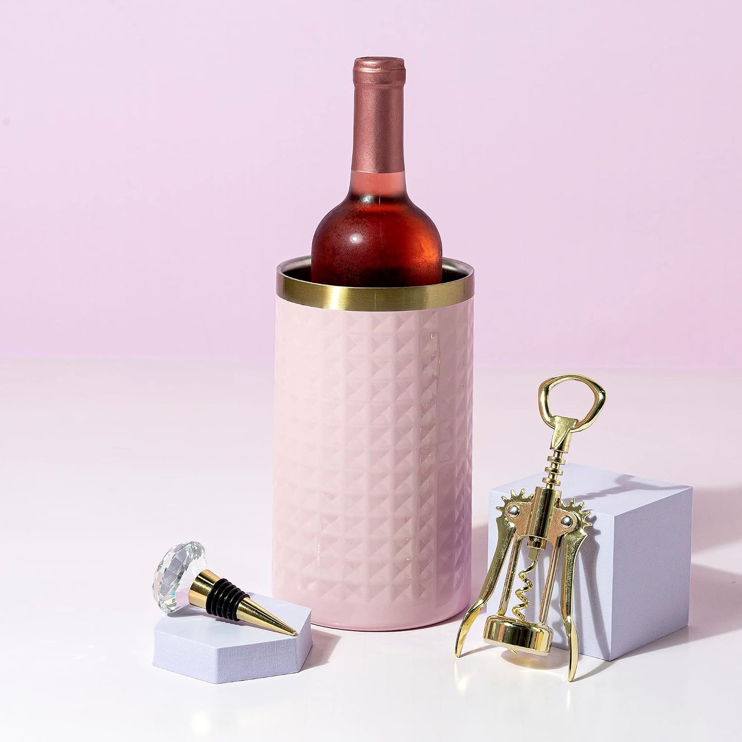 Wine Chiller Gift Set - Insulated Sleeve, Corkscrew & Stopper