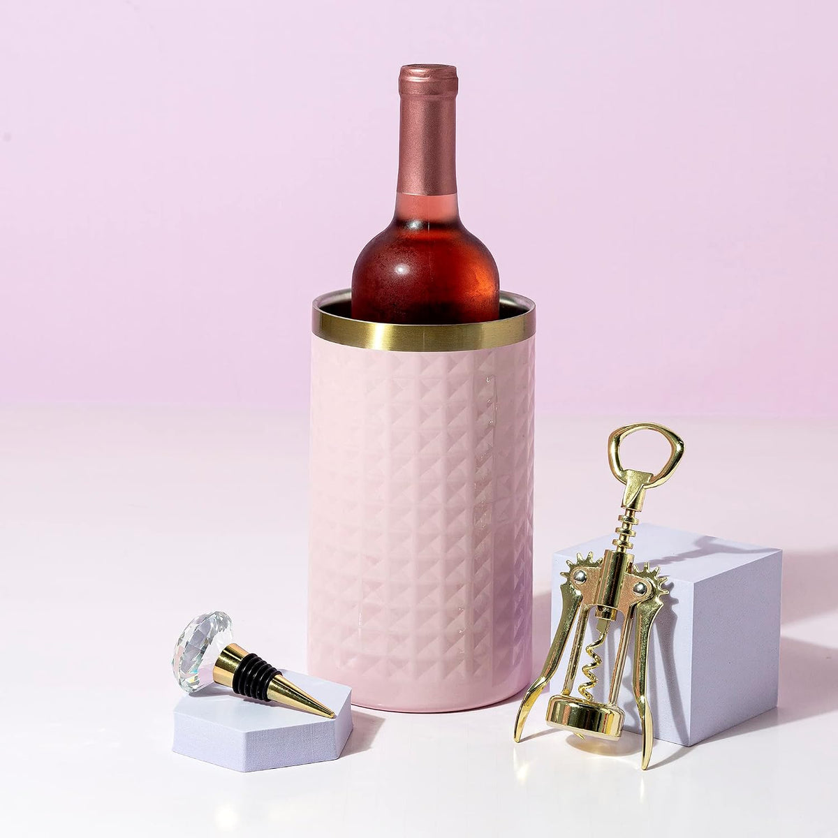 Wine Chiller Gift Set - Insulated Sleeve, Corkscrew & Stopper