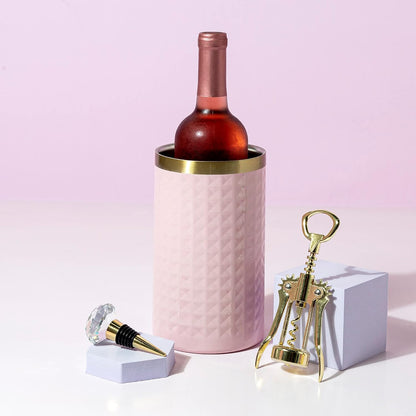 Wine Chiller Gift Set - Insulated Sleeve, Corkscrew & Stopper