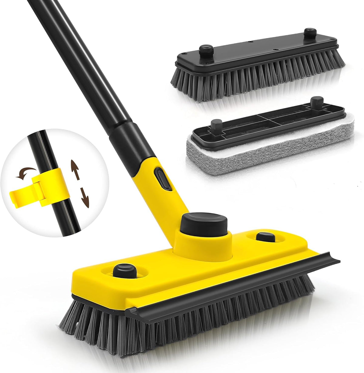 53In Long-Handle Shower Scrubber - 3-In-1 with Squeegee