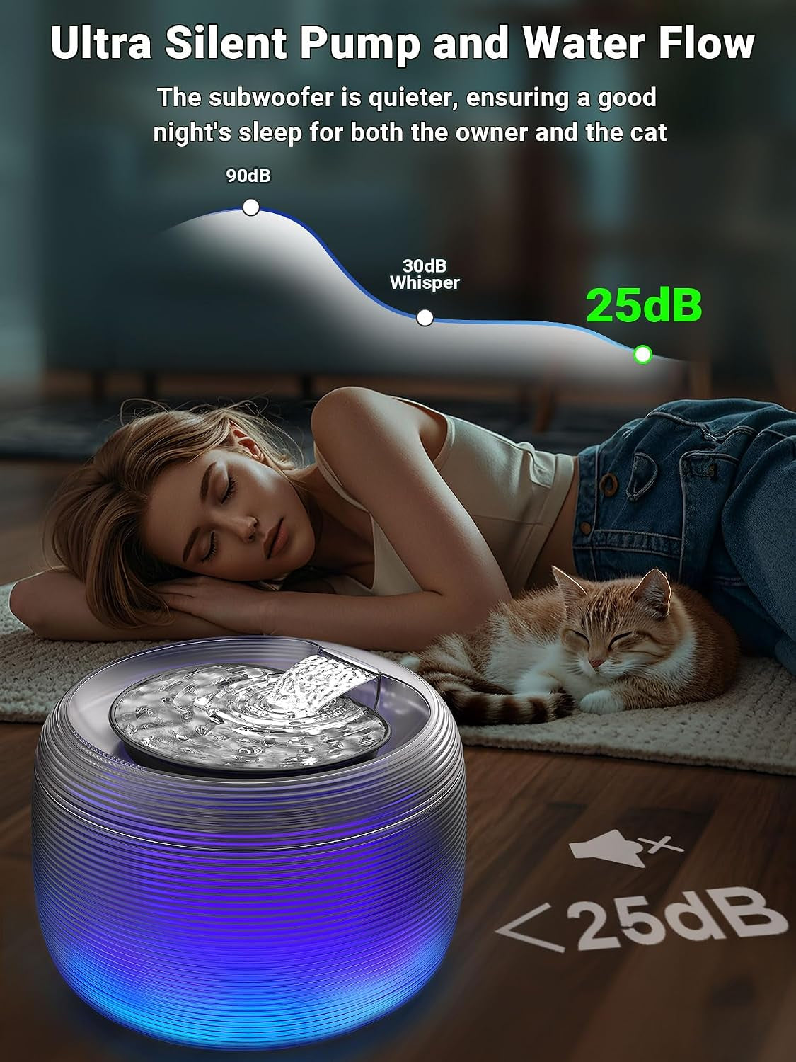 Large Cat Water Fountain 3.5L - Easy-Clean, LED Indicator