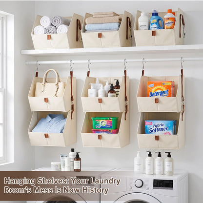 4-Tier Hanging Closet Organizer - Collapsible Fabric Shelves