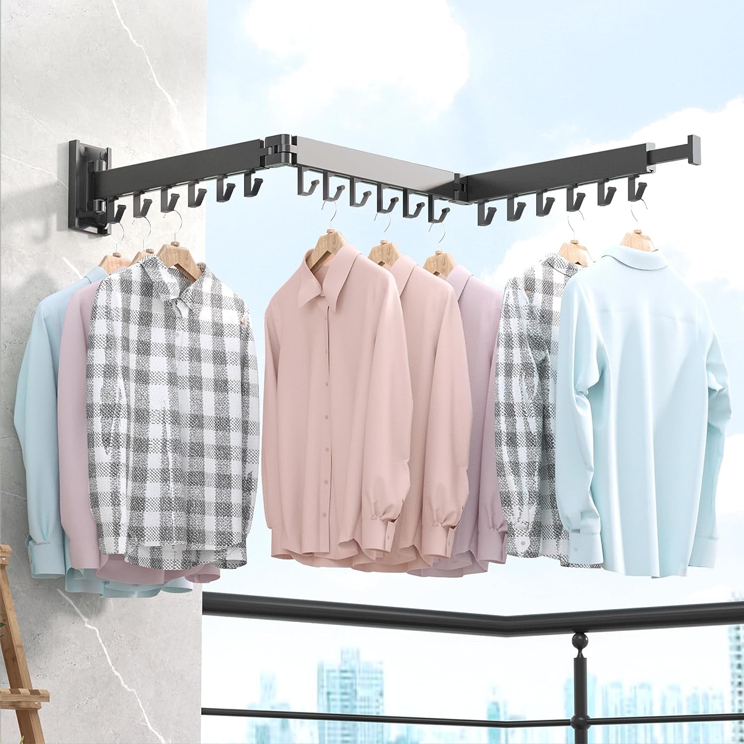 Wall-Mounted Folding Drying Rack - Space-Saving Laundry
