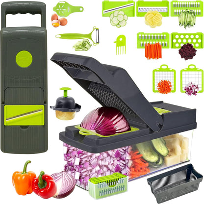 15-In-1 Food Chopper - Slicer, Dicer & Grater with Basket