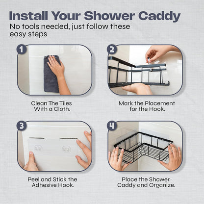 Corner Shower Caddy - Rustproof Steel, No Drilling
