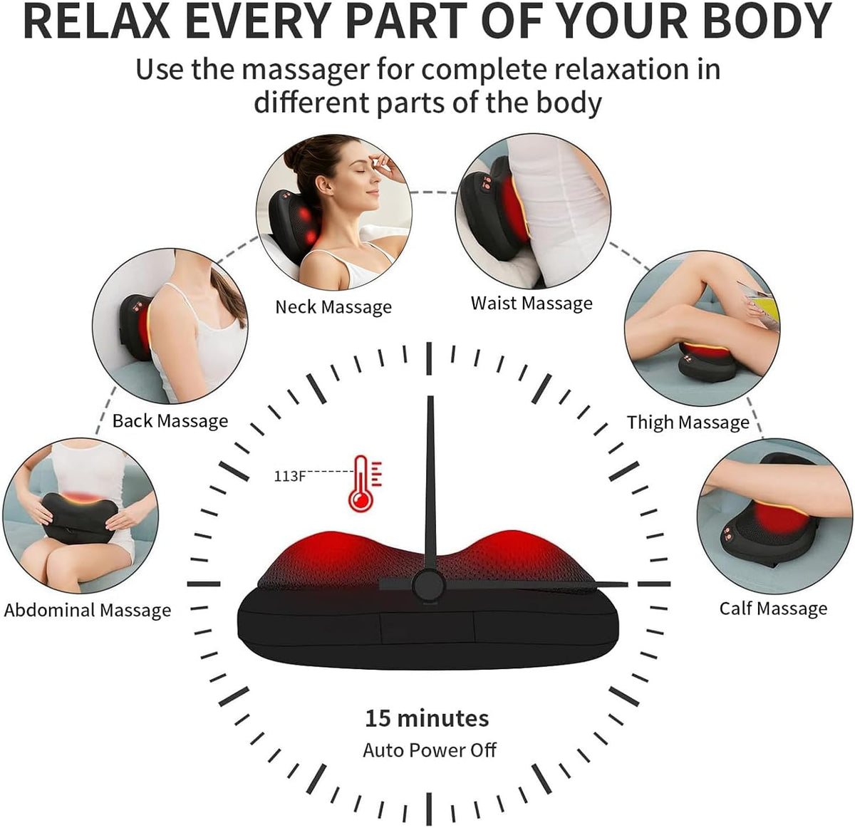Shiatsu Neck & Back Massager with Heat - Deep Kneading
