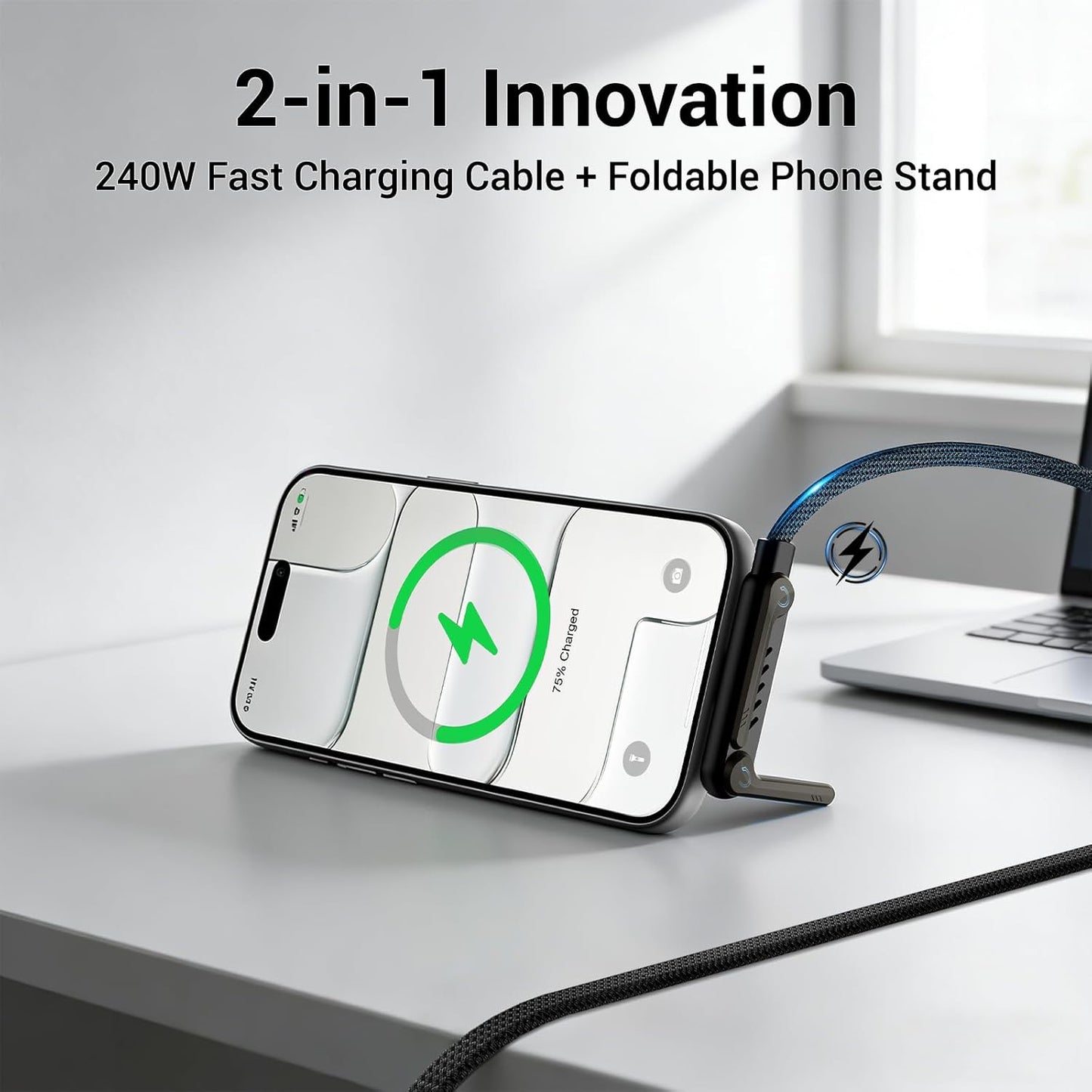 2-In-1 Charging Cable & 360 Phone Stand - 240W Fast Charge