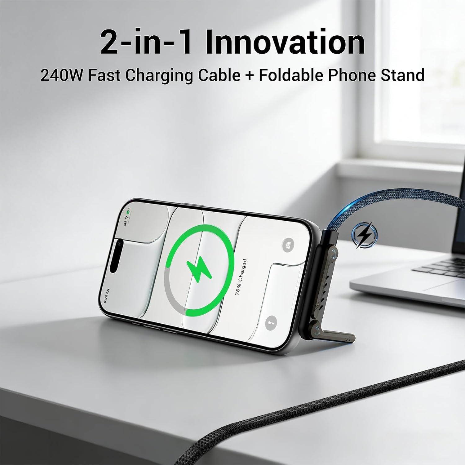 2-In-1 Charging Cable & 360 Phone Stand - 240W Fast Charge