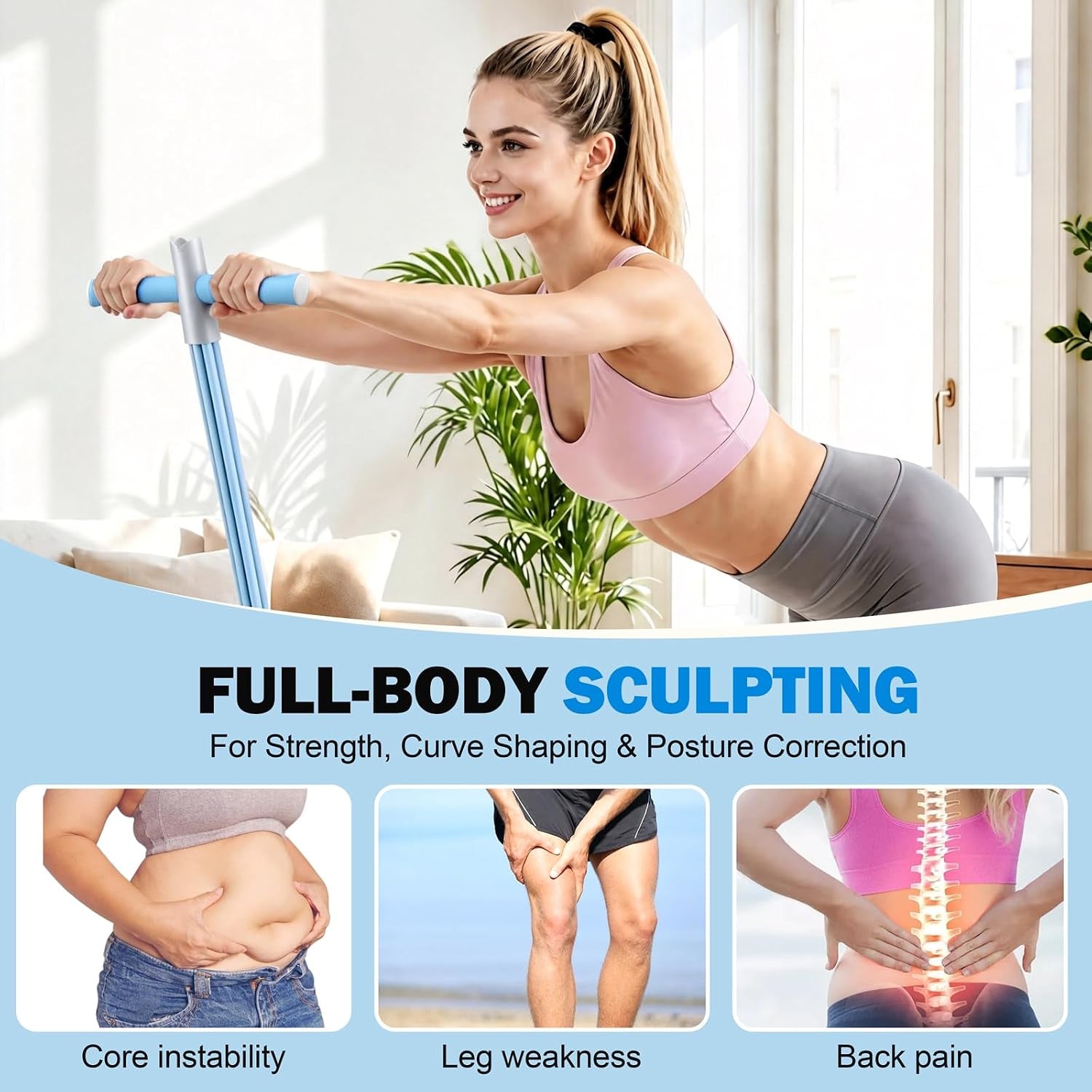 Foot Pedal Resistance Band - 6-Tube Core & Leg Trainer