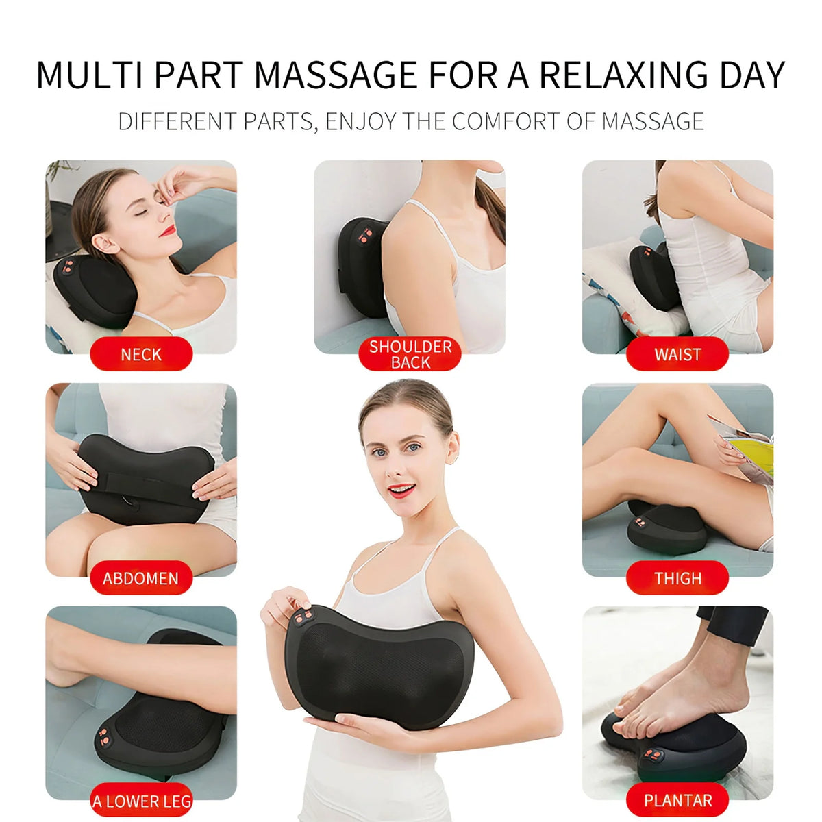Shiatsu Neck Massager Pillow with Heat - Home, Office & Car