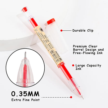 Japanese Gel Pens 12-Pack - 0.35Mm Extra Fine, Red