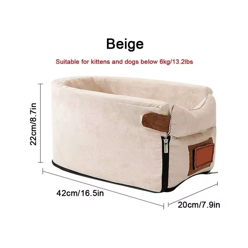 Center Console Dog Car Seat - Safety Travel Bed