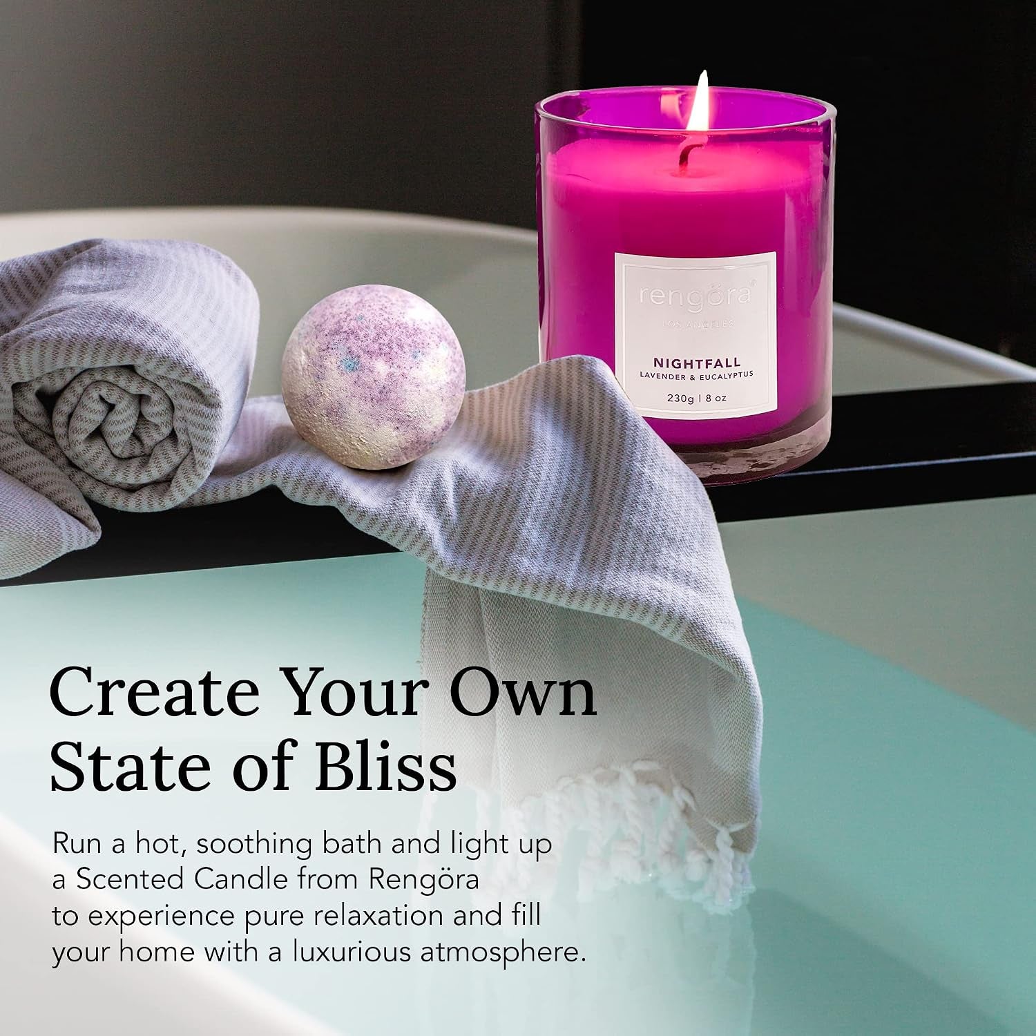 Lavender & Eucalyptus Soy Candle - 8Oz Glass Jar
