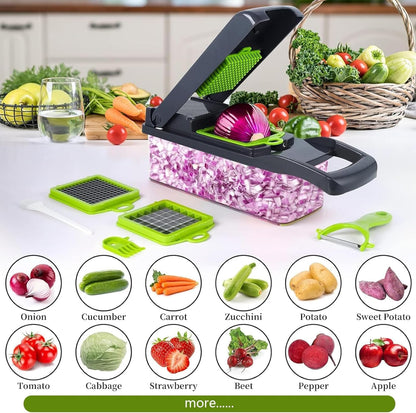 15-In-1 Vegetable Chopper - 7 Blades with Catch Container