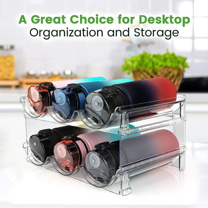 Stackable Water Bottle Organizer - Cabinet Rack (2 Pack)
