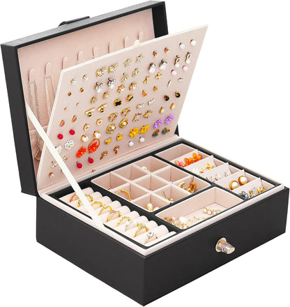 Stud Earring Organizer Box - Holds 100+ Pairs, Black
