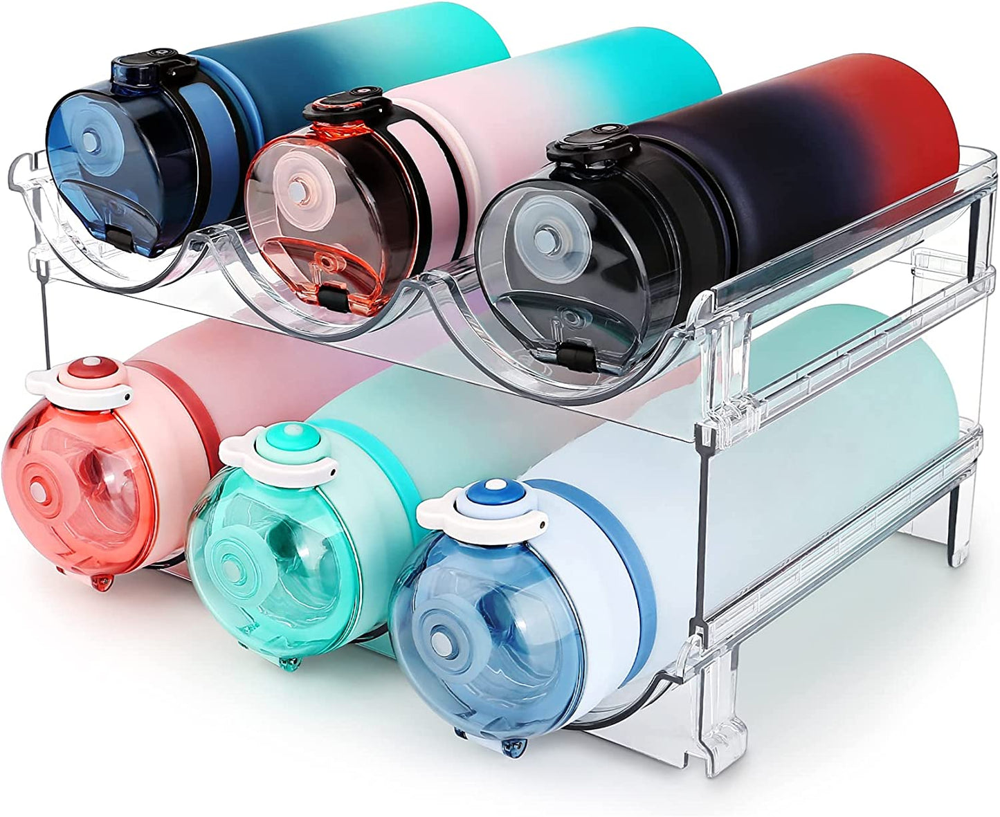 Stackable Water Bottle Organizer - Cabinet Rack (2 Pack)