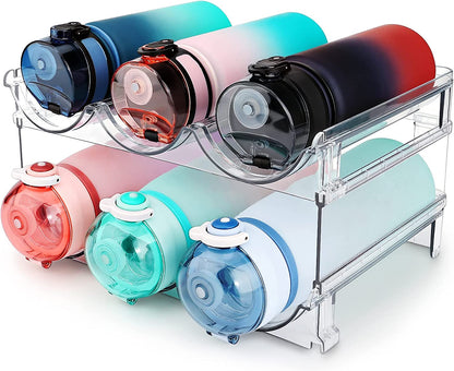 Stackable Water Bottle Organizer - Cabinet Rack (2 Pack)