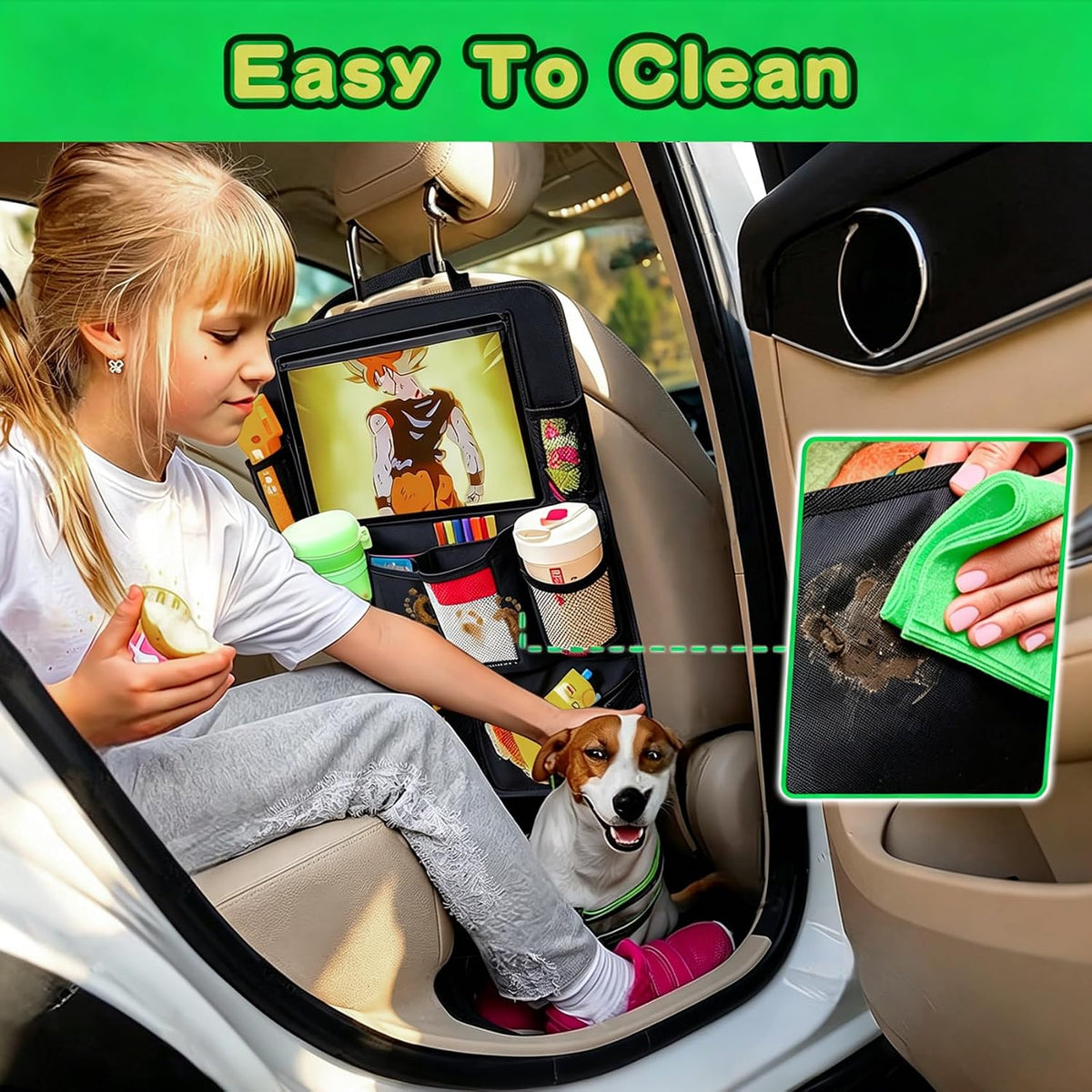Back Seat Kick Mats with Tablet Holder - 2 Pack