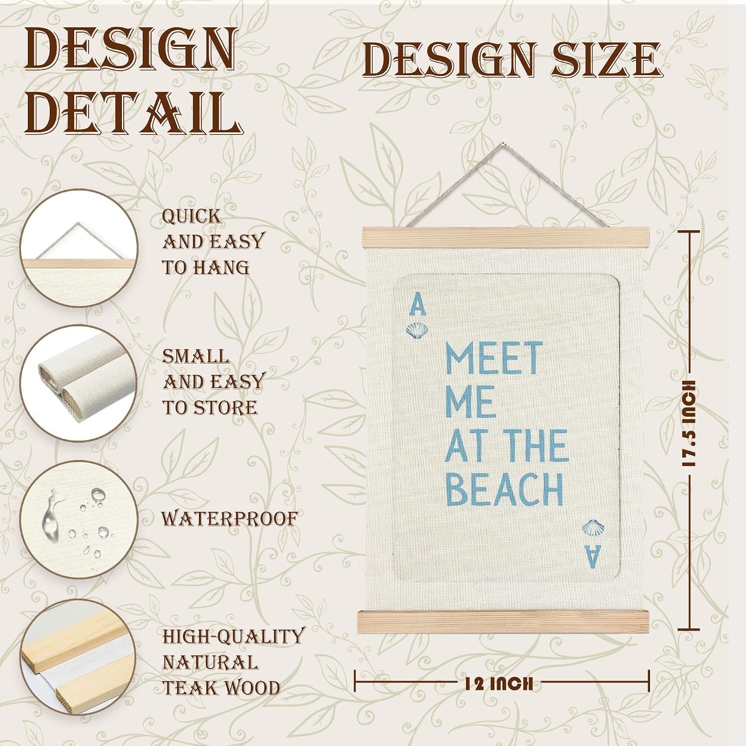 Coastal Seashell Wall Art - Canvas Print with Wood Hanger