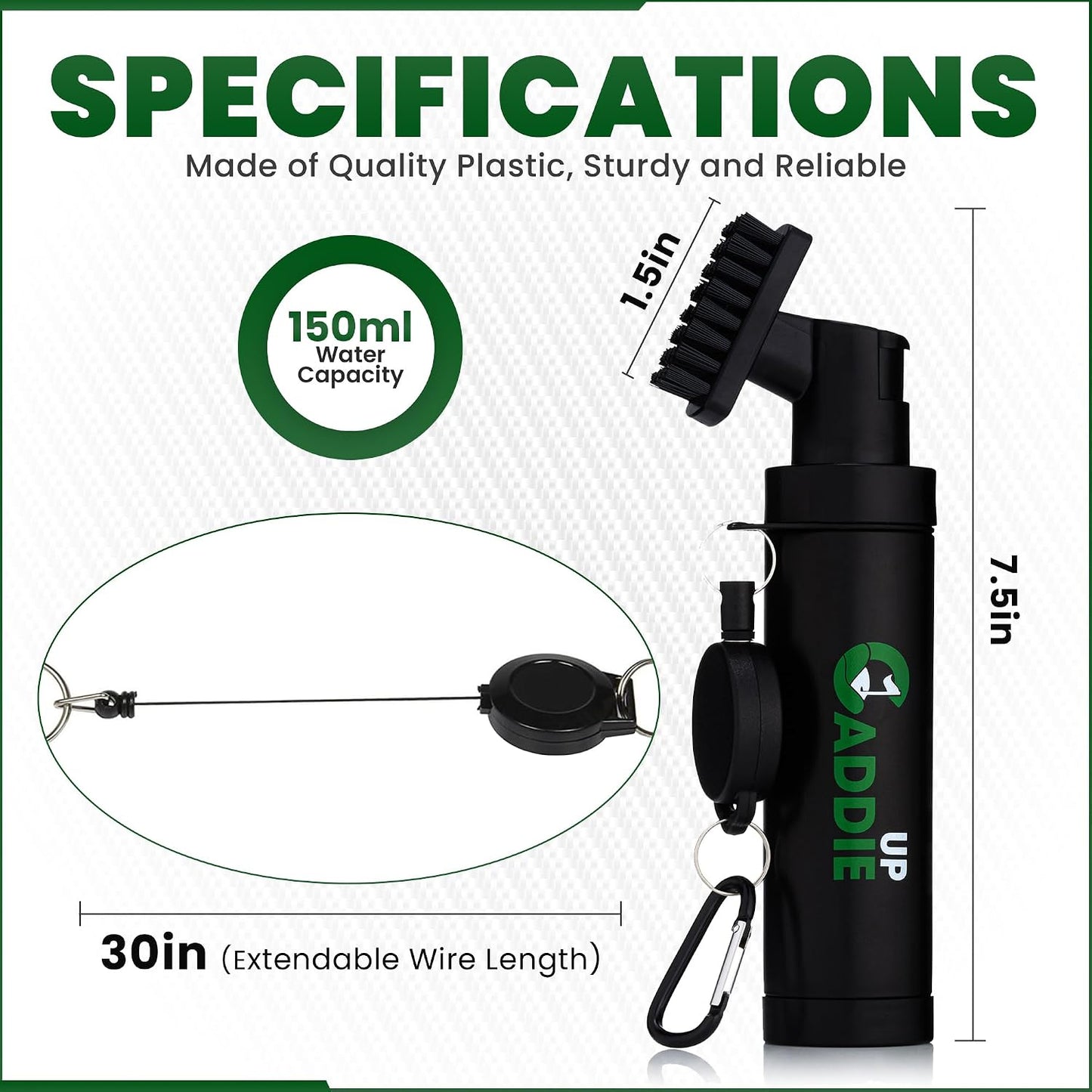 Golf Club Cleaner Brush - Built-In Water Spray & Clip