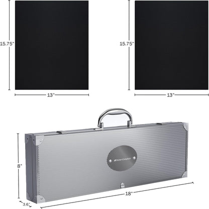 18-Piece BBQ Grill Set with Aluminum Case & Mats