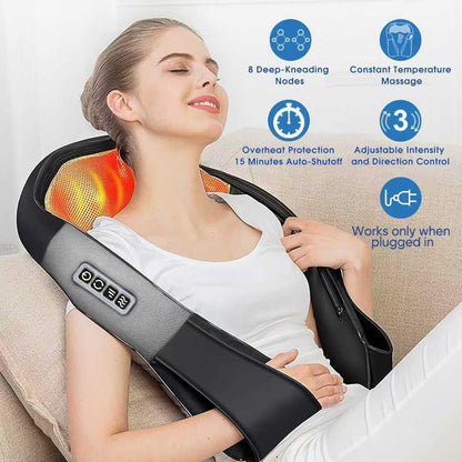 Heated Shiatsu Massage Pillow - Neck, Shoulder & Back