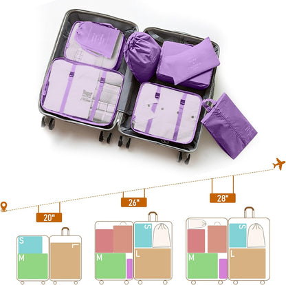 8-Piece Packing Cubes - Lightweight Luggage Organizers