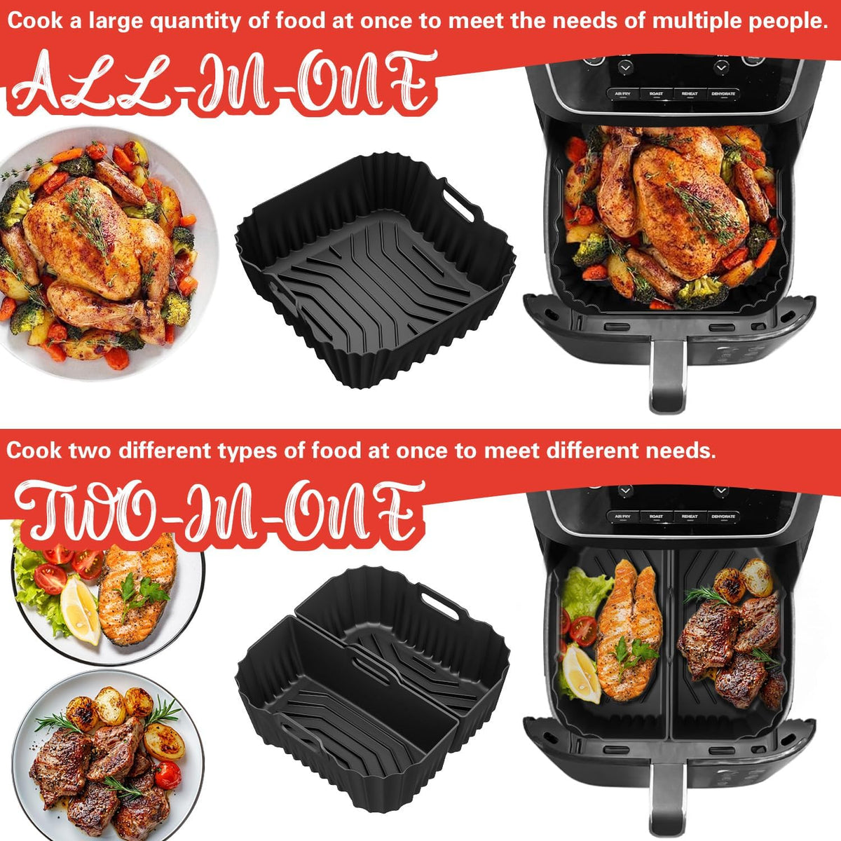 Air Fryer Accessory Set - Fits Cosori, Ninja & Chefman