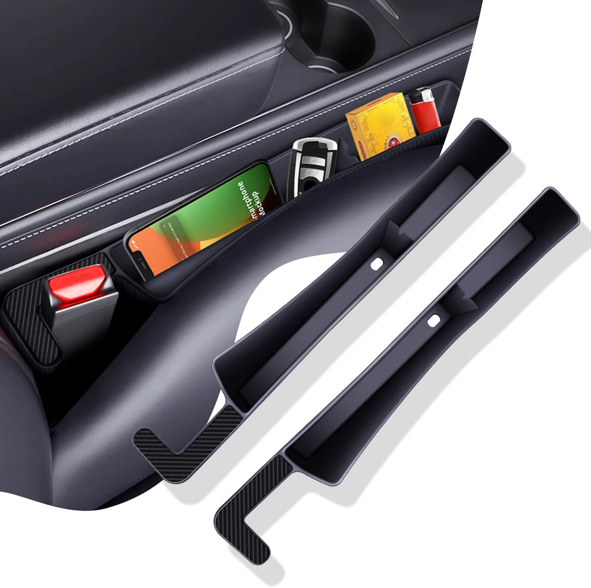 Car Seat Gap Filler Set - Stops Dropped Phones & Keys (2 Pack)