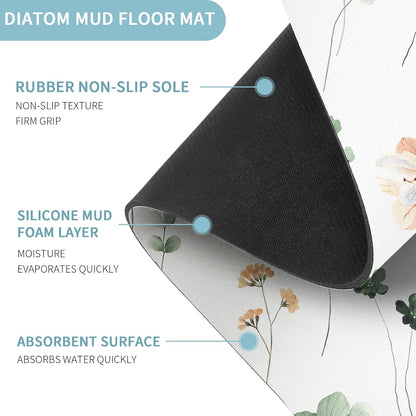 Floral Shower Curtain & Bath Mat Set - Snap-In Liner