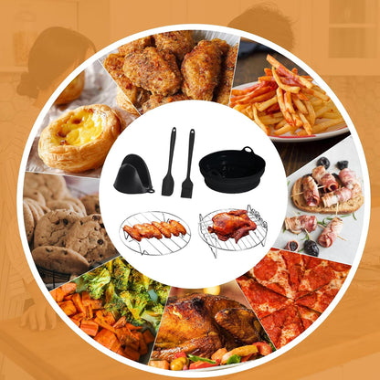 8-Piece Air Fryer Accessory Kit - Liner, Rack & Gloves