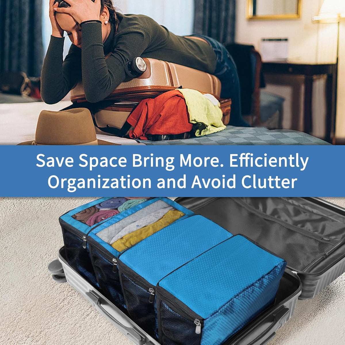 Hanging Travel Organizer - Shelf-Style Suitcase Packing Cube