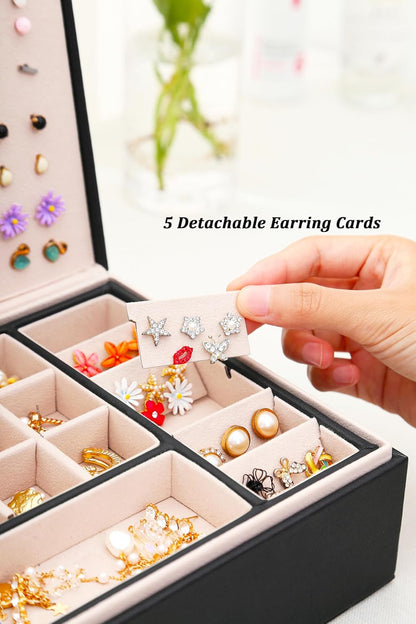 Stud Earring Organizer Box - Holds 100+ Pairs, Black
