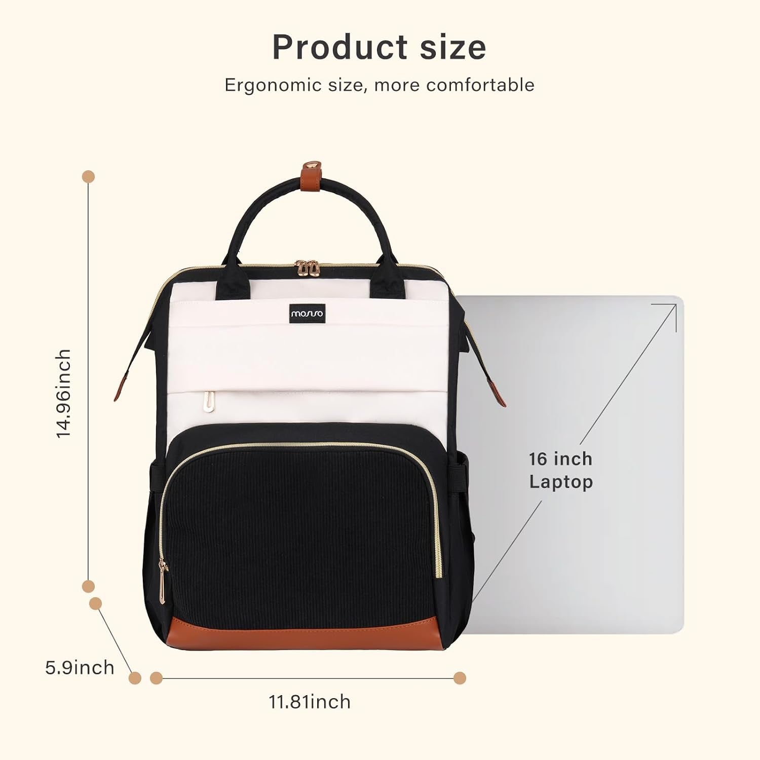 Womens Travel Laptop Backpack - 15.6In, Water Resistant